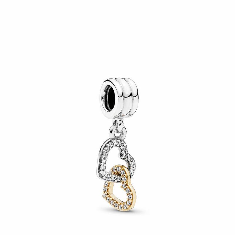 Pandora Interlocked Hearts Dangle Charm - Two Tone/Cubic Zirconia - Canada | AV6770VY